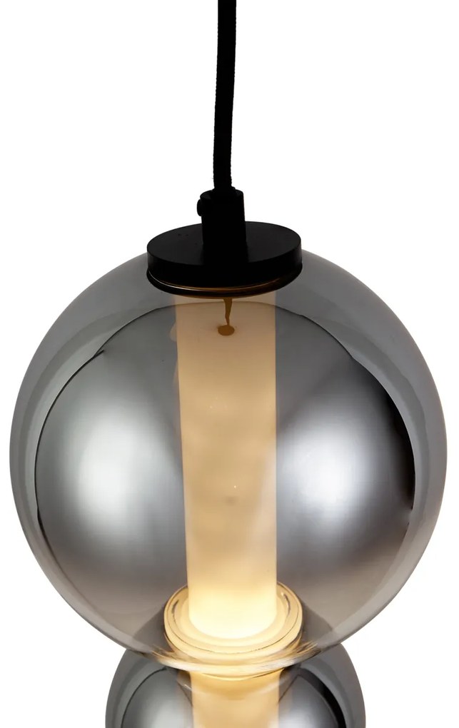 Candeeiro suspenso Art Deco preto com vidro fumado e transparente 5-luzes Incl. LED - Lizzy Art Deco
