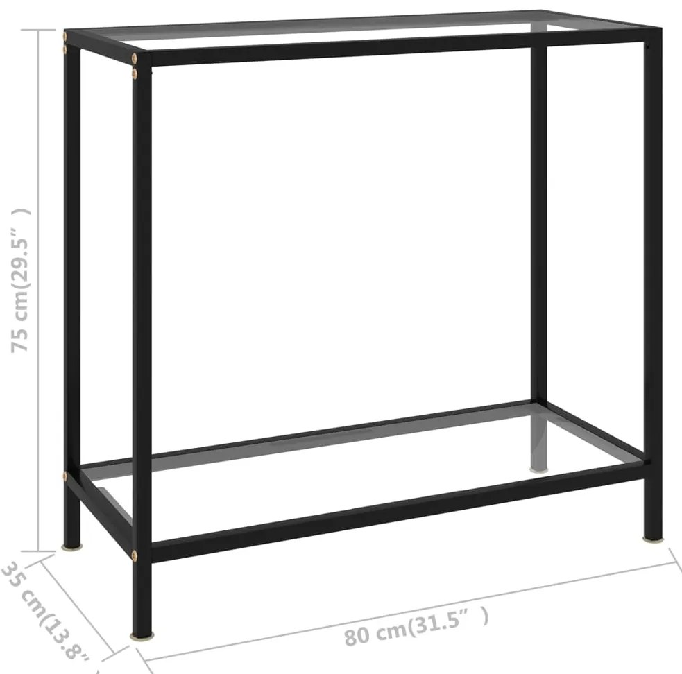 Mesa consola 80x35x75 cm vidro temperado transparente