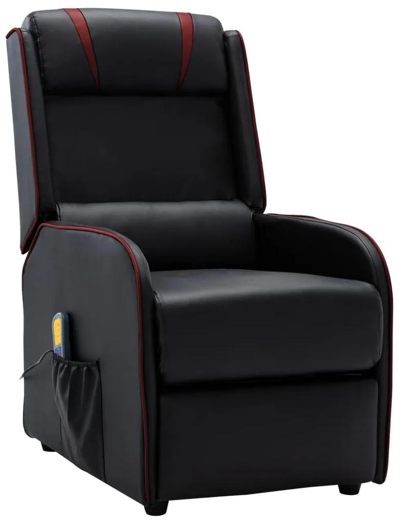 Cadeira de massagens reclinável couro artificial preto/vermelho