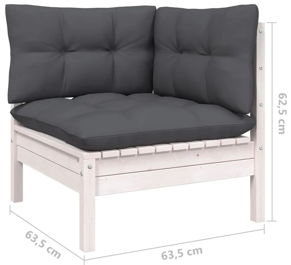 8 pcs conjunto lounge de jardim c/ almofadões pinho branco