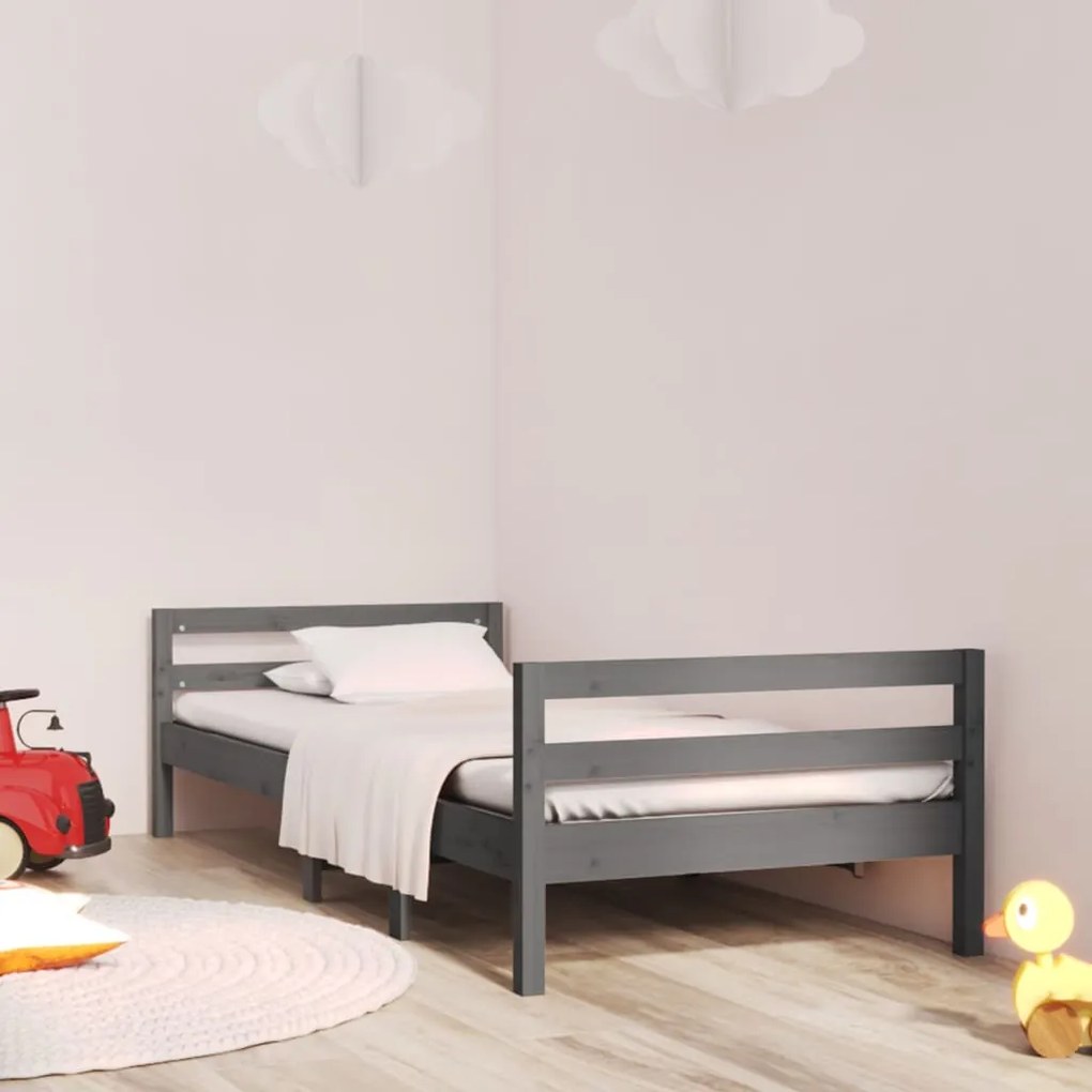 Estrutura de cama 80x200 cm madeira de pinho maciça cinzento