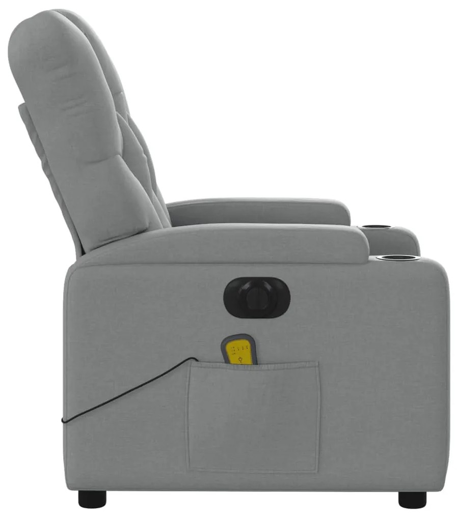 Poltrona de massagens reclinável elétrica tecido cinzento-claro