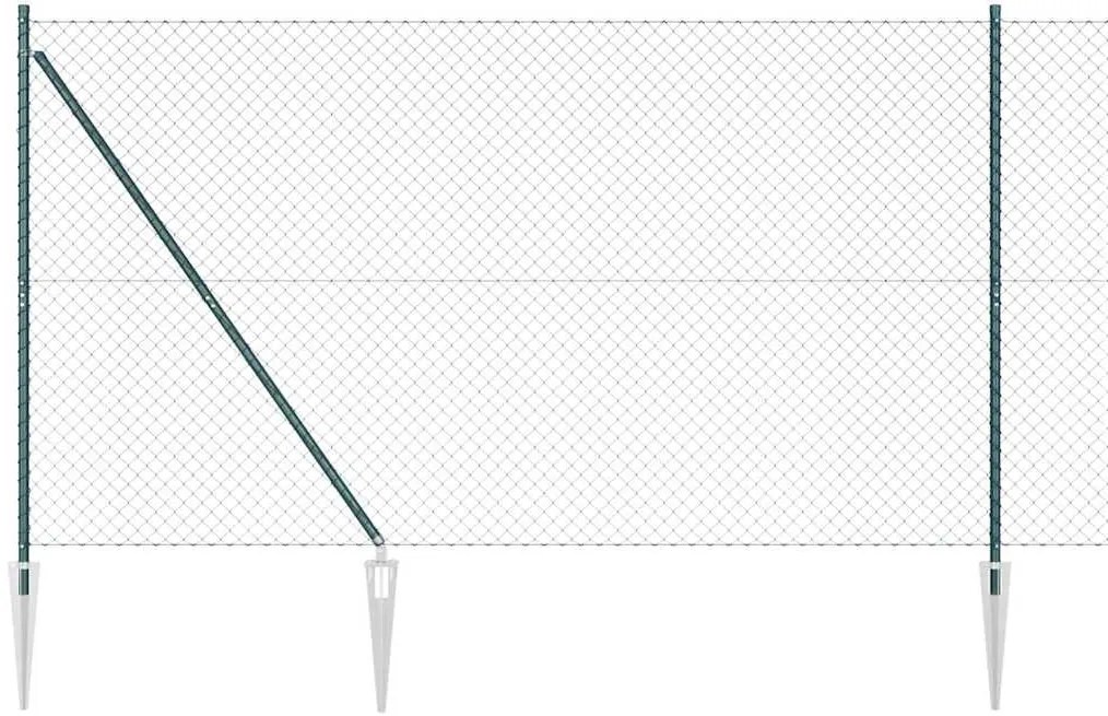 Conjunto de Postes de Cerca Verde 1.5 x 10 m Aço Galvanizado