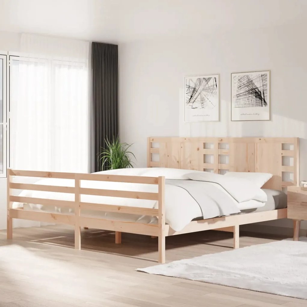 Cama sem colchão 200x200 cm madeira de pinho maciça