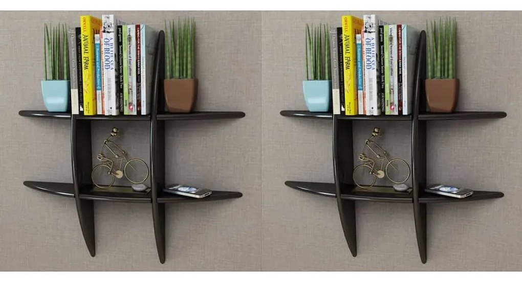 vidaXL Prateleiras de parede 2 pcs preto