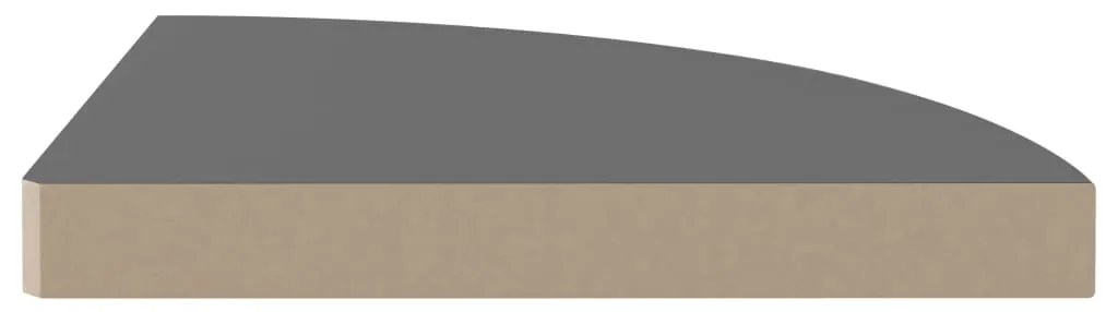 Prateleira de canto suspensa 35x35x3,8 cm MDF cinza brilhante