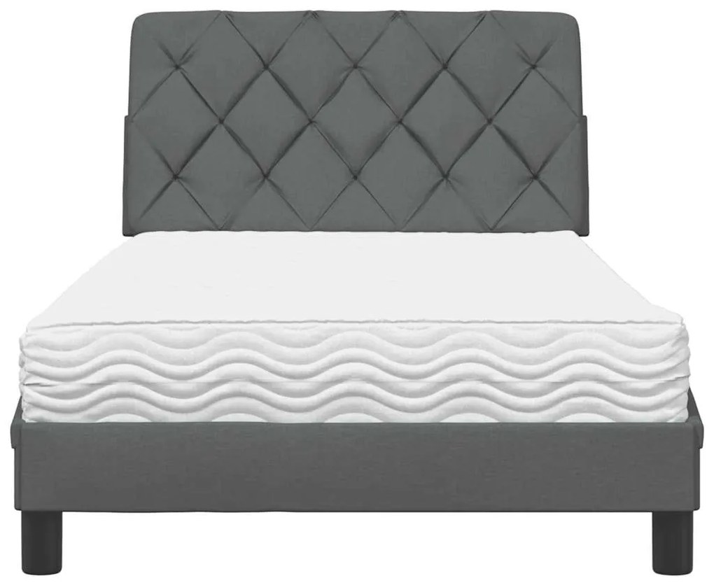 Cama com colchão 100x200 cm tecido cinzento-escuro