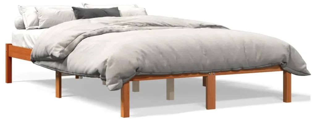 vidaXL Cama sem colchão 140x200 cm madeira pinho maciça castanho-mel