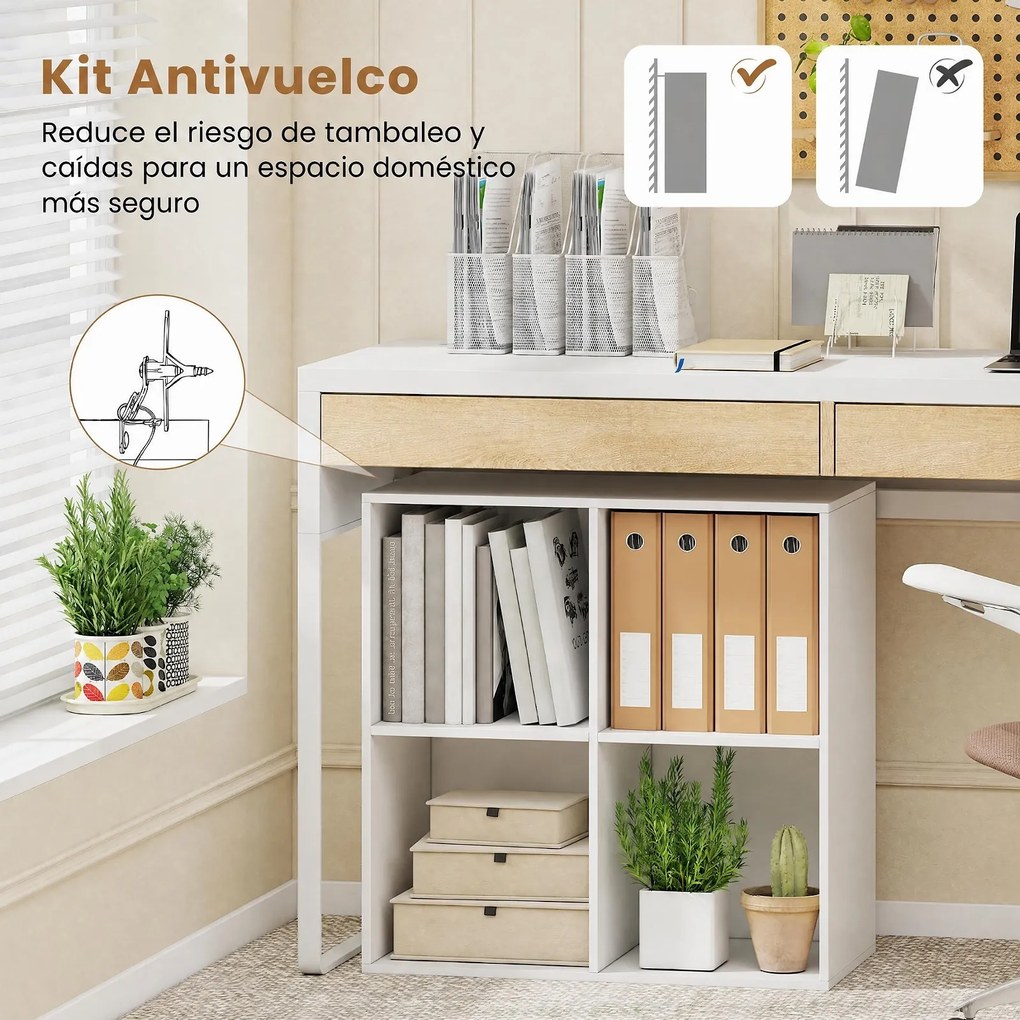 Estante Organizadora de Cubos, 60 x 30 x 60 cm, 4 Compartimentos, Branco