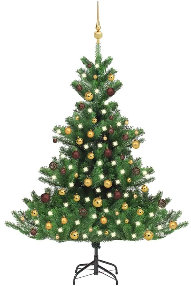 vidaXL Árvore Natal artif. c/ LEDs/bolas 120 cm abeto caucasiano verde