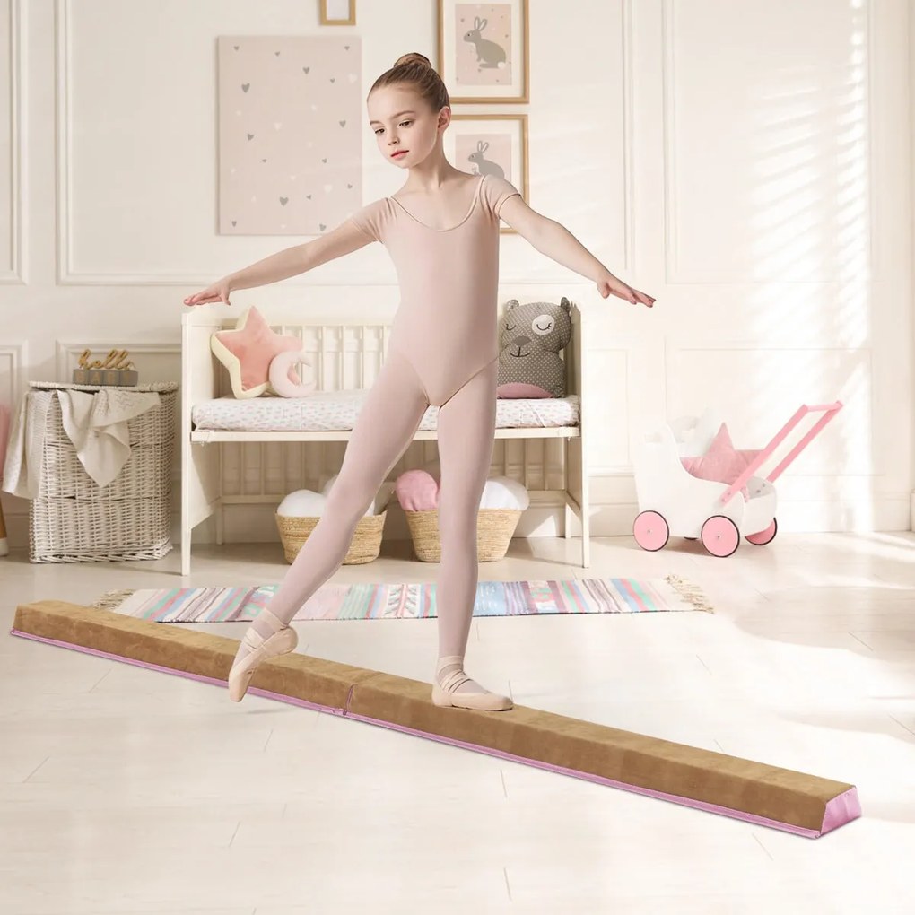 Viga de Equilíbrio Dobrável Infantil GymFlex – Rosa | 240 cm