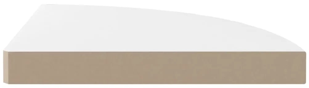 Prateleiras canto suspensas 4 pcs 35x35x3,8cm MDF branco brilh.