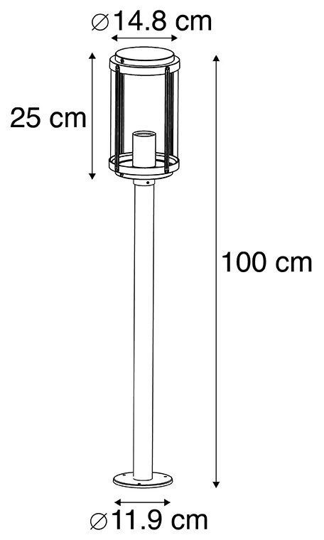 LED Candeeiro de pé design preto 100cm IP44 lâmpada-Wifi ST64 - SCHIEDAM Design