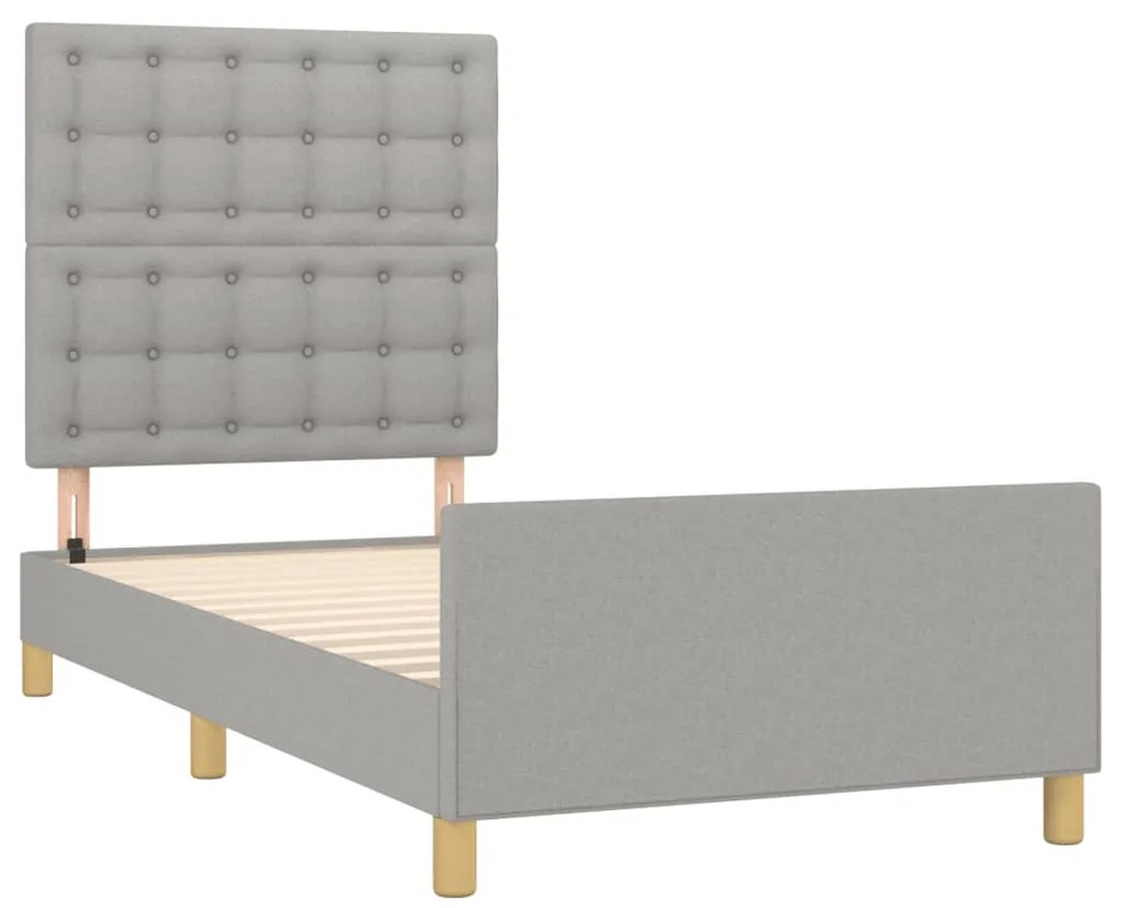 Estrutura de cama sem colchão 100x200 cm tecido cinzento-claro