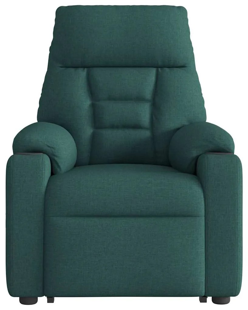 Poltrona reclinável elevatória de massagens tecido verde-escuro