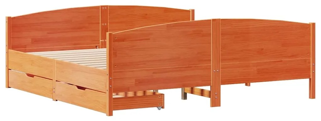 Cama sem colchão 200x200 cm pinho maciço castanho-mel