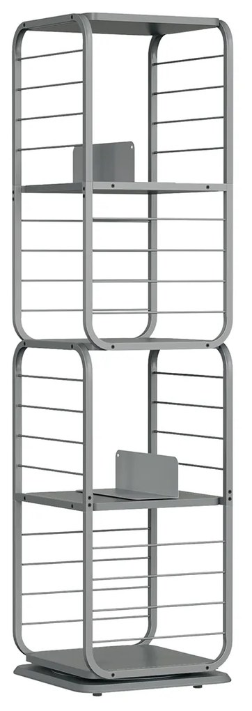 Estante giratória com 4 prateleiras em estrutura de aço | VASAGLE | 43 x 43 x 158 cm | cinza-pombo | LLS127G36.
