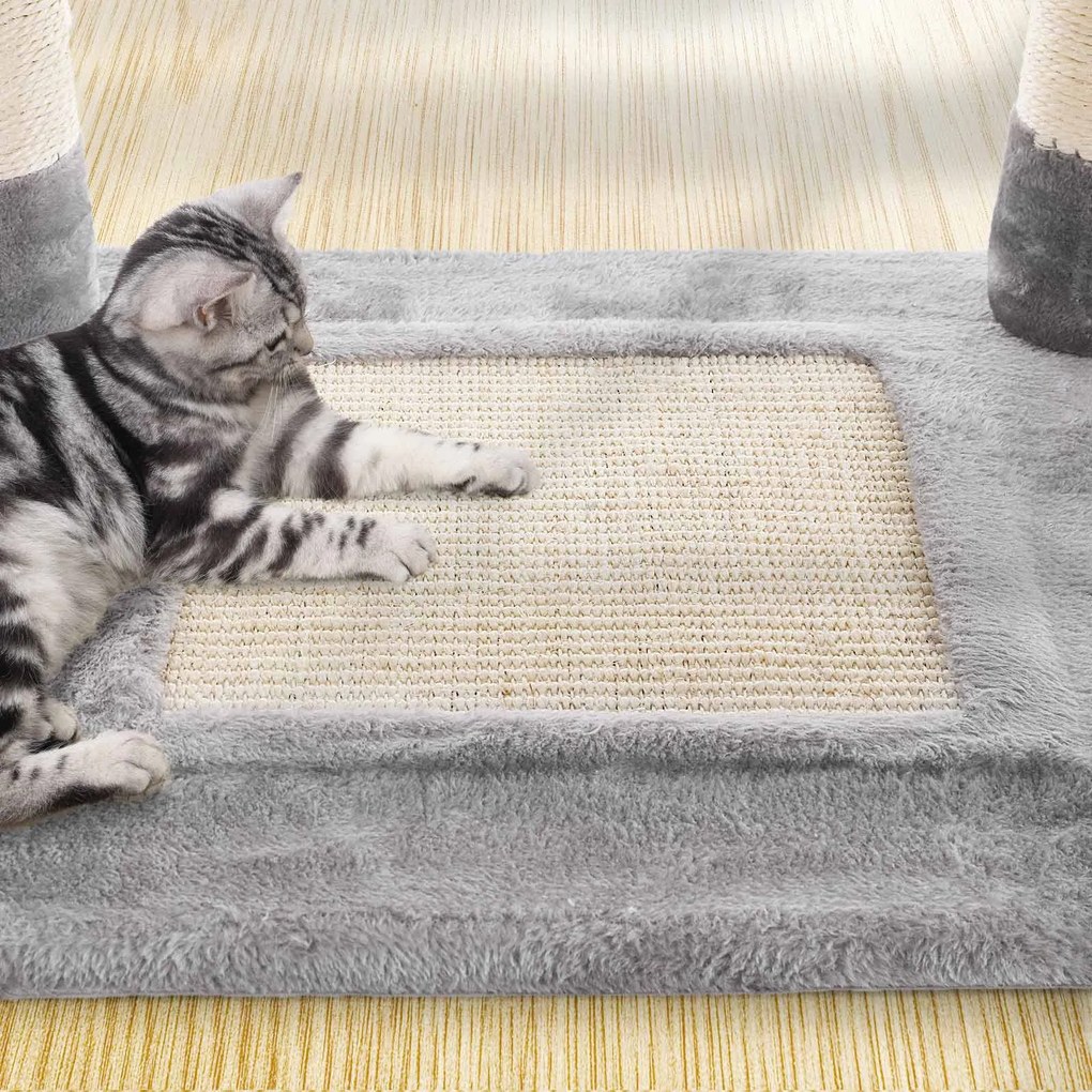Arranhador do gato com torre alta 55 x 40 x 138 cm cinzento