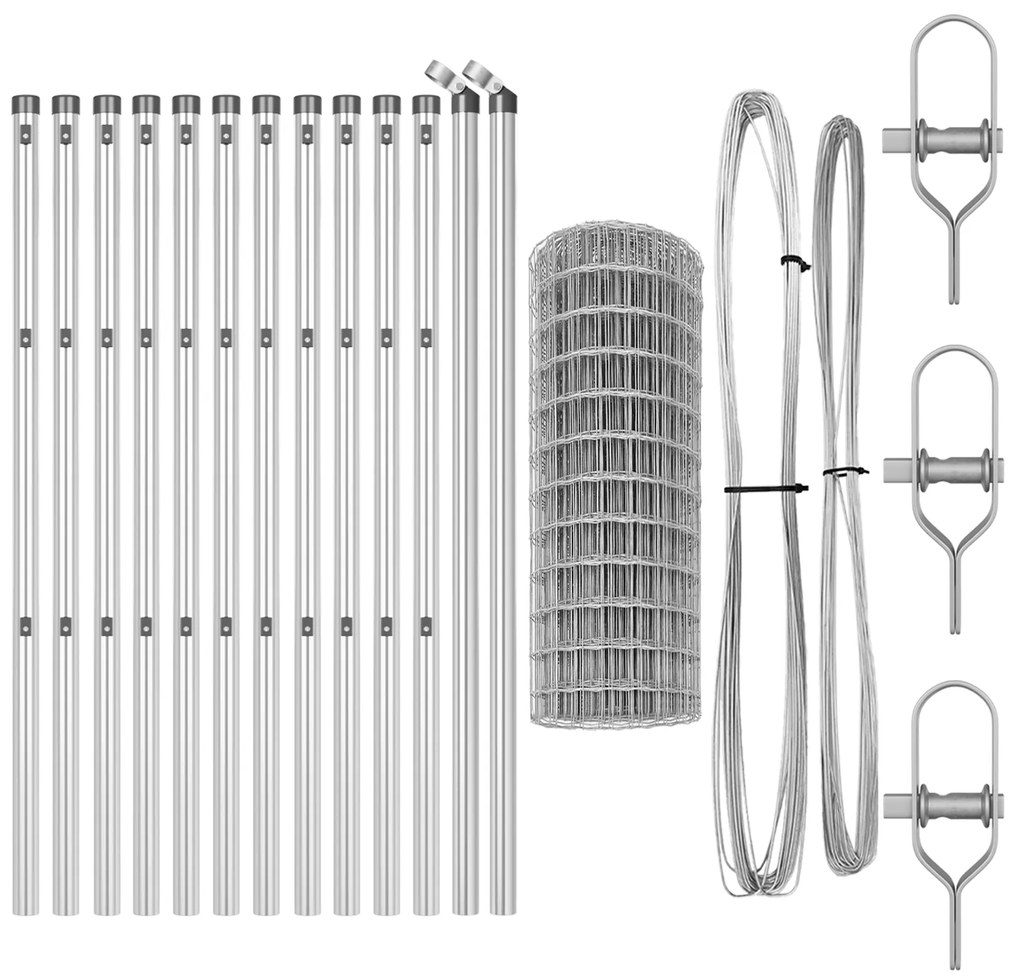 Cerca Euro com 13 Posts 0.6x25 m Aço Galvanizado
