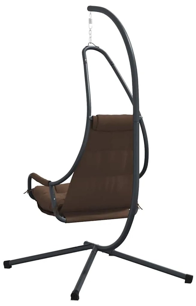 Cadeira Suspensa com Suporte e Almofada Café em Aço.
