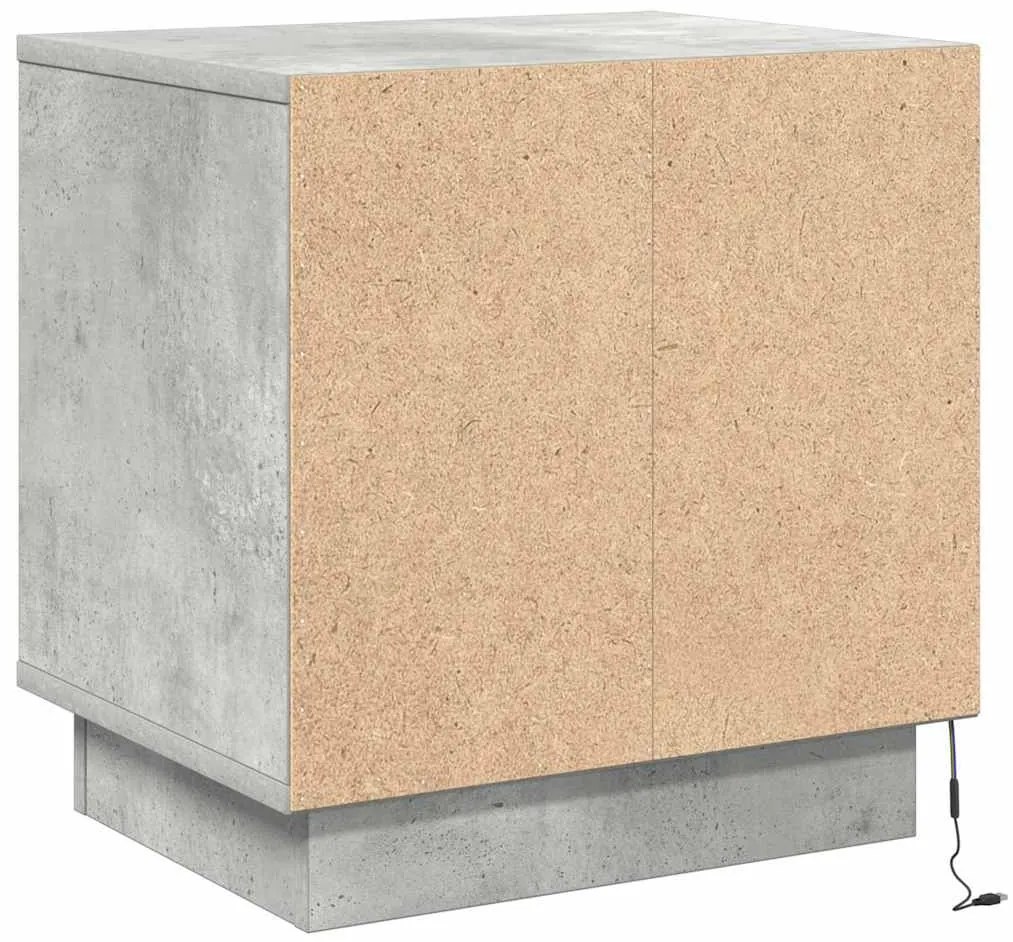 Criado-mudo com Luzes LED Cinza Betão 44x34,5x45 cm