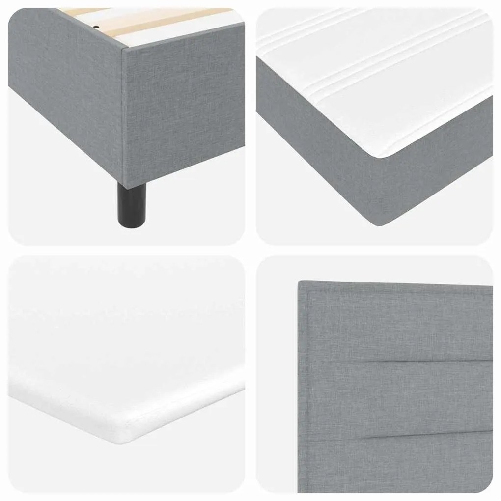 Cama Box com Colchão e LED Cinza Claro 90x190 cm Tecido