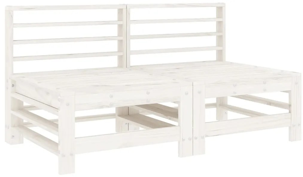 7 pcs conjunto lounge de jardim pinho maciço branco
