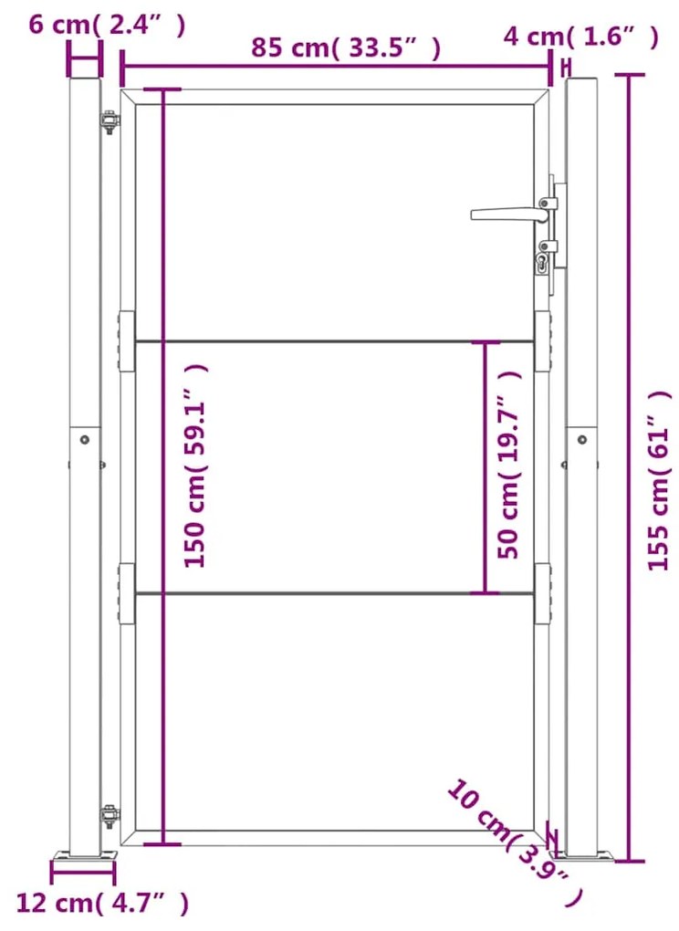 Portão de jardim 105x155 cm aço corten