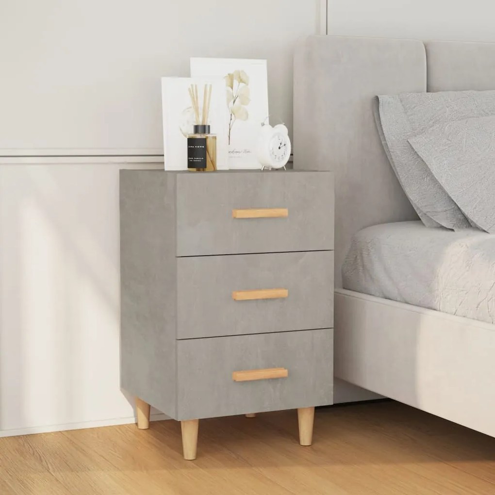 vidaXL Mesa de cabeceira 40x40x66 cm derivados madeira cinza cimento