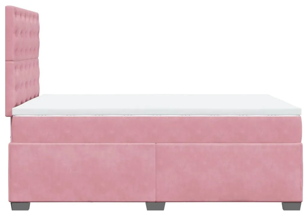 Cama boxspring com colchão 120x190 cm veludo rosa