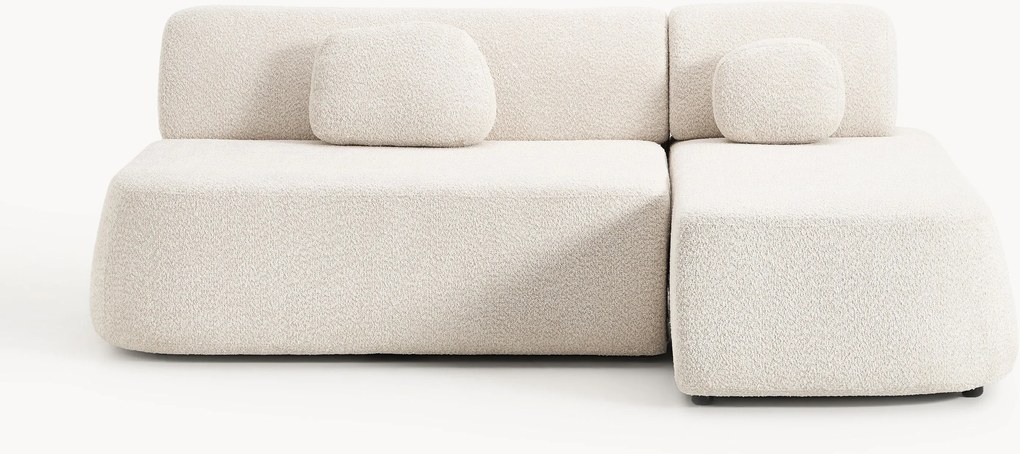 Sofá-cama de canto em teddy-bouclé com arrumação Pao