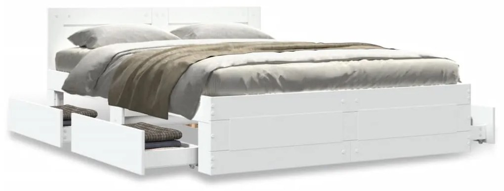 Estrutura de cama c/ cabeceira sem colchão 140x200 cm branco