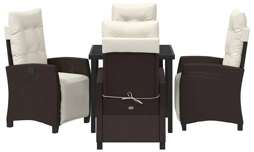 Conjunto de jantar de jardim com 5 peças em rattan poliéster marrom.