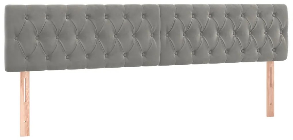 Cabeceira de cama c/luzes LED veludo 180x7x78/88 cm cinza-claro