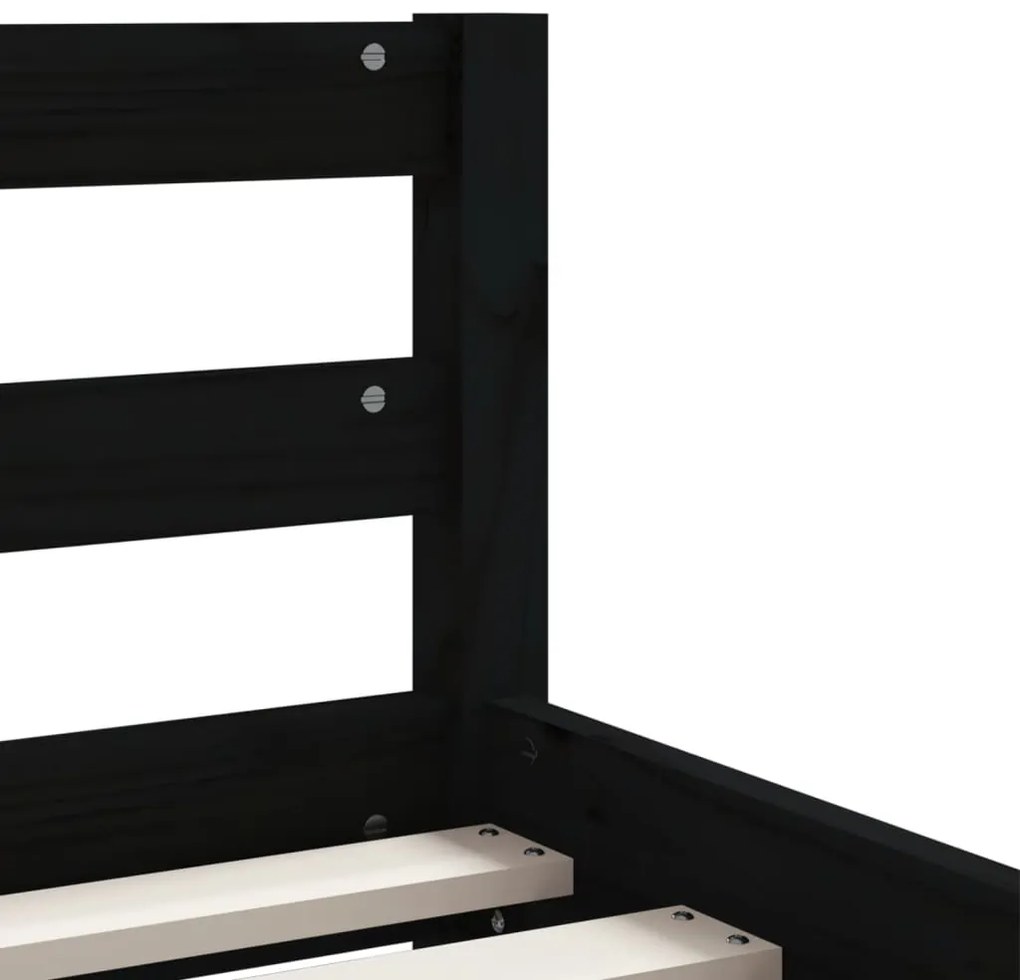 Estrutura cama infantil c/ gavetas 90x200 cm pinho maciço preto