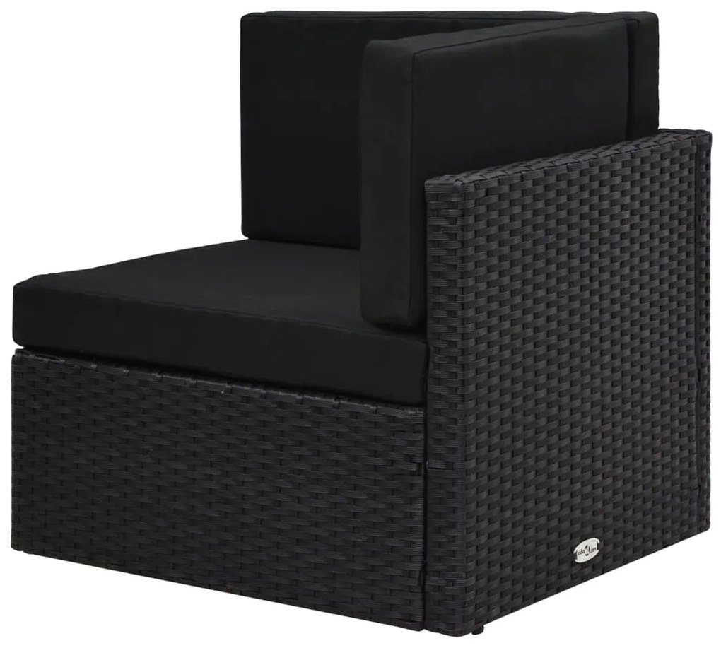 7 pcs conjunto lounge de jardim c/ almofadões vime PE preto