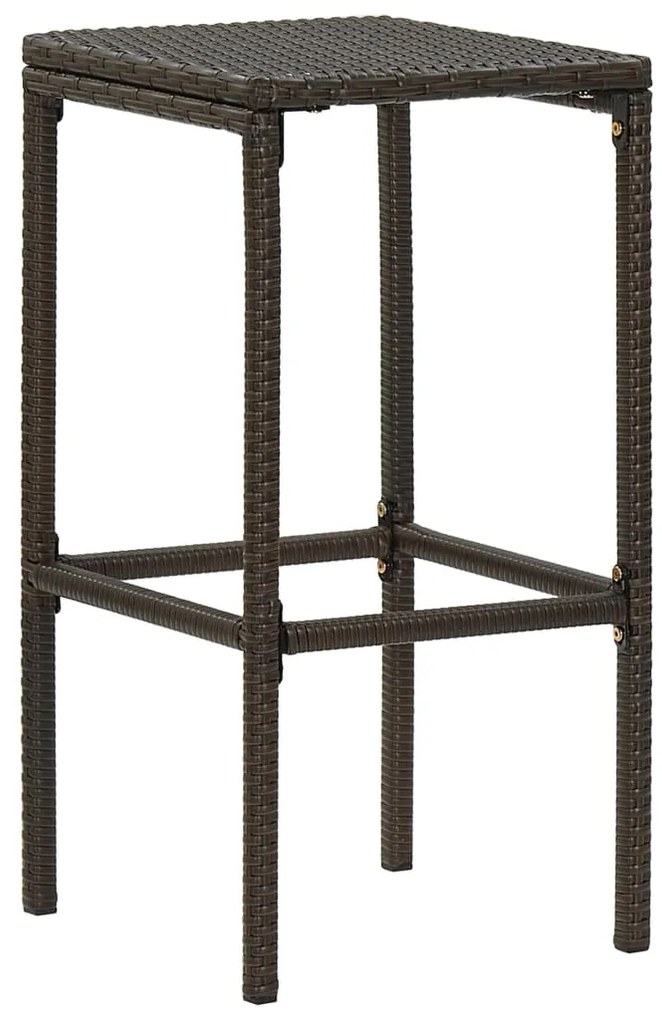 Bancos de bar com almofadões 2 pcs vime PE castanho