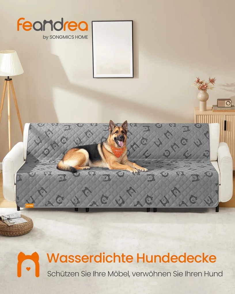 Manta impermeável para cães 1208 x 173 cm cinzento