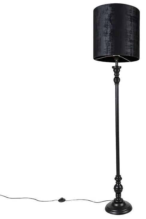 Candeeiro de pé clássico preto com cúpula preta 40 cm - Classico Clássico / Antigo