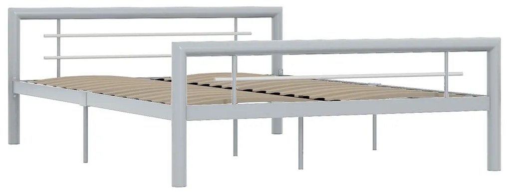 Estrutura de cama 160x200 cm metal cinzento e branco