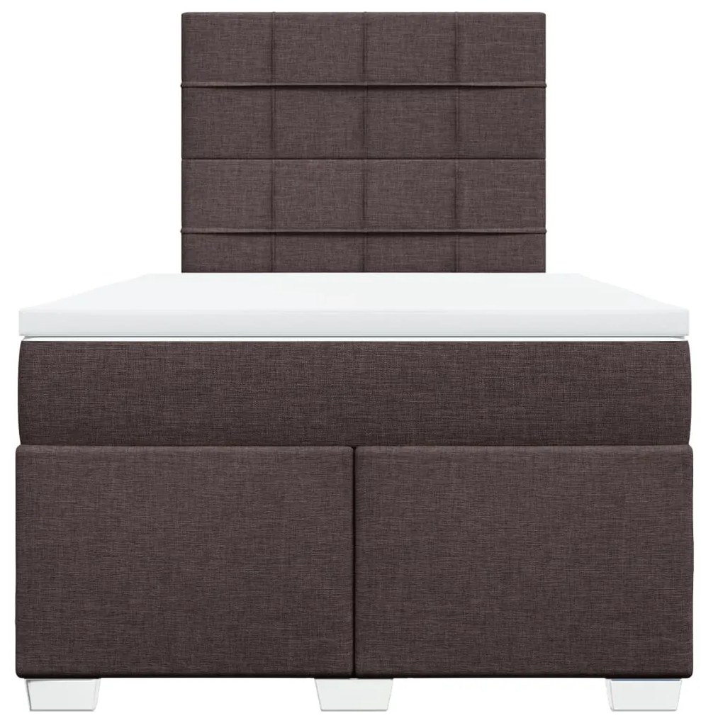 Cama boxspring com colchão 120x190 cm tecido castanho-escuro