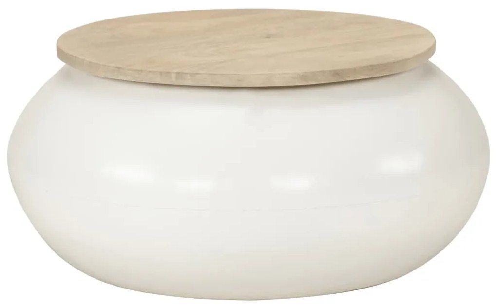 vidaXL Mesa de centro 51x51x27 cm madeira de mangueira maciça branco