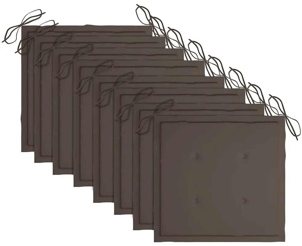 Cadeiras de jardim dobráveis c/ almofadões 8 pcs teca maciça