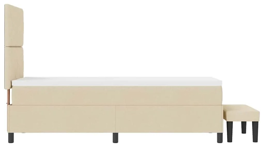 Cama Box Spring com Colchão e Banco Creme 80x200 cm Tecido
