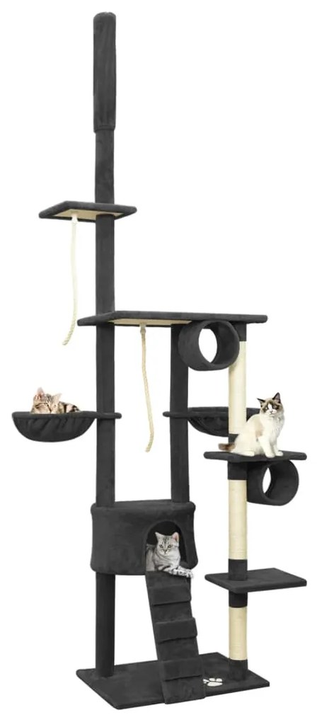 vidaXL Árvore p/ gatos altura ajustável chão ao teto 220-240 cm cinza