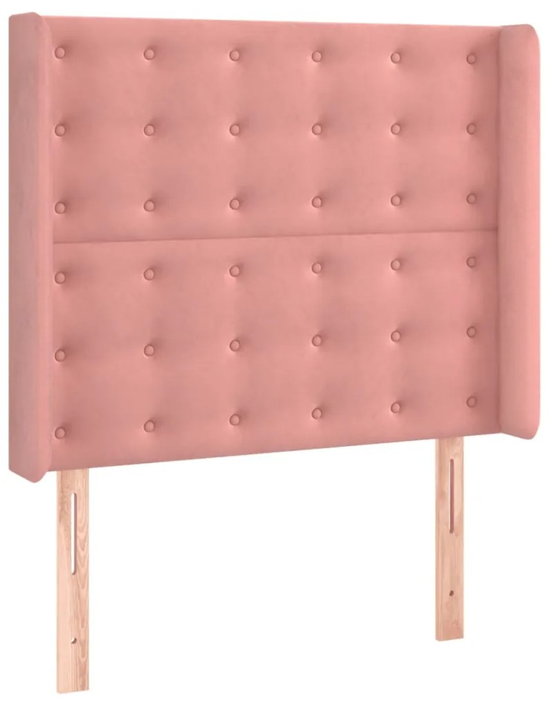 Cama box spring c/ colchão/LED 90x200 cm veludo rosa