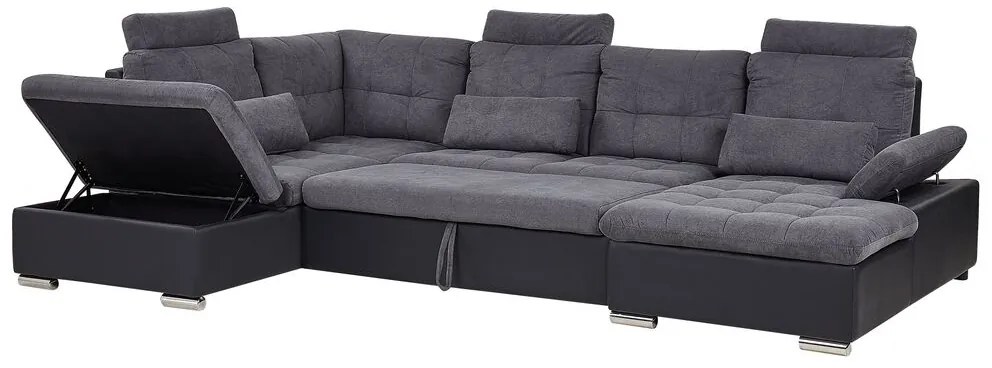 Sofá-cama de canto cinzento com armazenamento HALDEN Beliani
