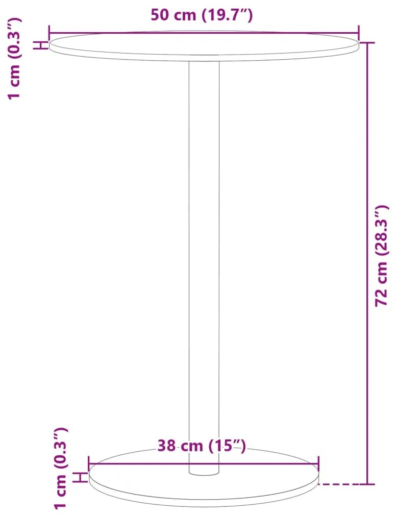 Mesa de jardim redonda Ø50x72 cm aço preto