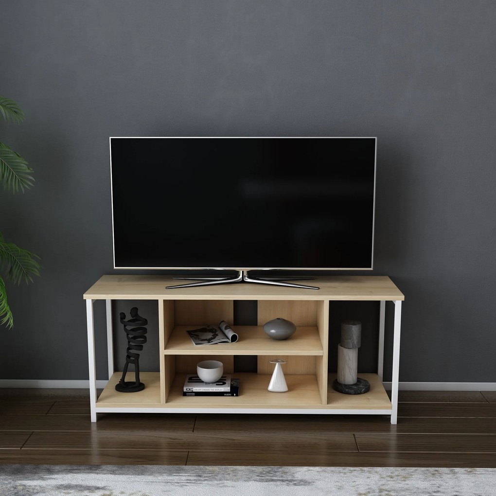 Móvel TV Rinaldo – Branco Carvalho – 120 cm x 35 cm x 50,8 cm
