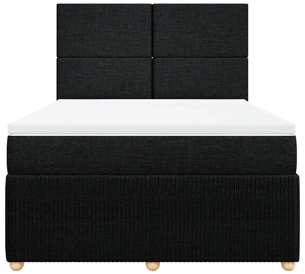 Cama com molas/colchão 140x190 cm tecido preto